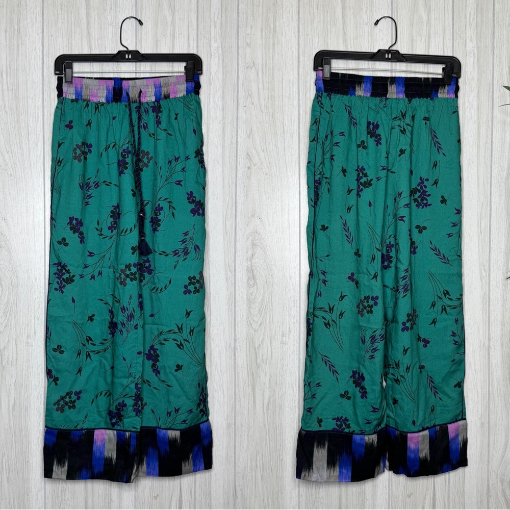 NWT by Anthropologie Floral Boho Wide Leg Pajama Pants size XS Extra Small NEW